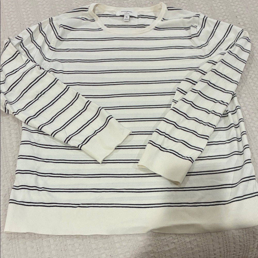 Banana Republic Cream and Black Striped Sweater